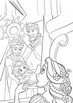 coloriage raiponce devant un portrait de famille